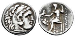 Greek Coins Kingdom of Macedon. Antigonos I Monophthalmos. Drachm. 310-301 BC. Lampsakos. In the name and types of Alexander III. (Price-1382). (Müller-612). (Sng Cop-887). Anv.: Head of Herakles to r