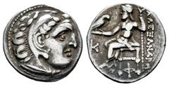 Greek Coins Kingdom of Macedon. Antigonos I Monophthalmos. Drachm. 310-301 BC. Kolophon. In the name and types of Alexander III. (Price-1823). (Müller-808). Anv.: Head of Herakles to right, wearing li