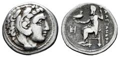 Greek Coins Kingdom of Macedon. Alexander III, "The Great". Drachm. 336-323 BC. Miletos. Struck under Philoxenos. (Price-2090). Anv.: Heracles' head to right coated with lion skin. Rev.: ΑΛΕΞΑΝΔΡΟ(Υ).
