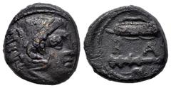 Greek Coins Kingdom of Macedon. Alexander III, "The Great". Unit. 336-323 BC. Uncertain mint. (Macedon). (Price-382). Anv.: Head of Herakles right, wearing lion skin. Rev.: Club and bow-in-quiver, B-A