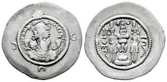 Greek Coins Sassanid Empire. Khusro I. Drachm. RY 15. WH (Veh-Ardashir). (Göbl-II/2). Ag. 4,08 g. VF/XF. Est...45,00. Spanish Description: Imperio Sasánida. Khusro I. Dracma. RY 15. WH (Veh-Ardashir).