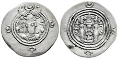 Greek Coins Sassanid Empire. Khusro II. Drachm. RY 2 = 591/592. WYHC (Weh-az-Amid-Kavad). (Göbl-II/2). Ag. 4,08 g. VF/Choice VF. Est...50,00. Spanish Description: Imperio Sasánida. Khusro II. Dracma. 