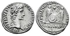 Roman Imperatorial Augustus. Denarius. 7-6 BC. Rome. (Ric-207). (Bmcre-433). (Rsc-43c). Anv.: CAESAR AVGVSTVS DIVI F PATER PATRIAE. Laureate head on the right. Rev.: AV(GVSTI F COS D)ESIG PRIN C IVVEN
