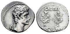 Roman Imperatorial Augustus. Denarius. 20-19 BC. Colonia Patricia (Córdoba). (Ffc-30). (Ric-51). (Cal-709). Anv.: Head laureate or oak of Augustus right. Rev.: CAESAR AVGVSTVS above and below two laur