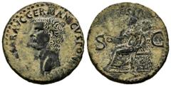 Roman Imperial Caligula. Unit. 37-38 AD. Rome. (Ric-38). Anv.: (C CA)ESAR AVG GERMANICVS PON M TR POT. bare head of Caligula lefT. Rev.: VESTA. Vesta, veiled, seated left, patera in right hand, transv