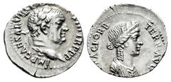 Roman Imperial Vespasian. Denarius. 71 AD. Ephesus. (Ric-II 1.1433). (Bmcre-459). (Rsc-293). Anv.: IMP CAESAR VE[SPAS AVG COS] III TR P P P, laureate head to right. Rev.: PACI•ORB TERR•AVG, turreted a