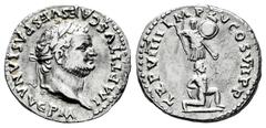 Roman Imperial Titus. Denarius. 79-81 AD. Rome. (Ric-30). (Rsc-295). Anv.: IMP TITVS CAES VESPASIAN AVG P M. Laureate head right. Rev.: TR P VIIII IMP XV COS VII P P. Trophy; below, captive kneeling r
