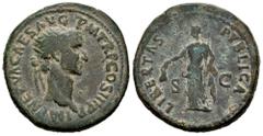 Roman Imperial Nerva. Dupondius. 97 AD. Rome. (Ric-II 87). (Bmcre-126). (C-116). Anv.: IMP NERVA CAES AVG P M TR P COS III P P, radiate head to right. Rev.: LIBERTAS PVBLICA, Libertas standing to left