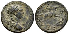 Roman Imperial Trajan. Dupondius. 103-111 AD. Rome. (Ric-II 545). (Woytek-318bC). (Bmcre-903). Anv.: (IMP CAES NER)VAE TRAIANO AVG GER DAC P M TR P COS V P P, radiate head to right, draped and armoure