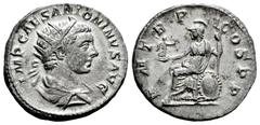 Roman Imperial Elagabalus. Antoninianus. 218 AD. Rome. (Ric-1). (Seaby-126). Rev.: P M TR P COS P P, Roma, helmeted and draped, seated left, holding Victory in right hand and vertical scepter in left;