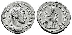 Roman Imperial Elagabalus. Denarius. 218-222 AD. Rome. (Ric-146). (Seaby-276). Rev.: SVMMVS SACERDOS AVG, Elagabalus standing facing, head to left, sacrificing over tripod, holding patera and branch; 