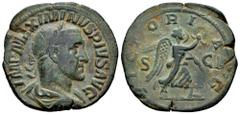 Roman Imperial Maximinus I. Sestertius. 235-236 AD. Rome. (Ric-IV 67). (Bmcre-108). Anv.: IMP MAXIMINVS PIVS AVG, laureate, draped and cuirassed bust to right. Rev.: VICTORIA AVG, Victory advancing to