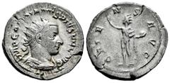 Roman Imperial Gordian III. Antoninianus. 242-244 AD. Antioch. (Ric-213). (C-167). Rev.: ORIENS AVG, Sol standing front, head left, raising hand, holding globe. Ag. 4,92 g. VF. Est...40,00. Spanish De