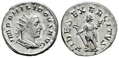 Roman Imperial Philip I. Antoninianus. 244-247 AD. Rome. (Ric-IV 33). Anv.: IMP M IVL PHILIPPVS AVG, radiate, draped and cuirassed bust to right. Rev.: FIDES MILIT, diademed and draped Fides standing 