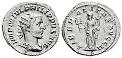 Roman Imperial Philip I. Antoninianus. 245 AD. Rome. (Ric-38b). (Ch-87). Anv.: IMP M IVL PHILIPPVS AVG. Radiate, draped and cuirassed bust to right. Rev.: LIBERALITAS AVGG II. Liberalitas standing fro