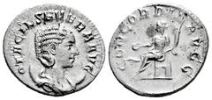 Roman Imperial Otacilia Severa. Antoninianus. 246-248 AD. Rome. (Ric-125c). (Seaby-4). Rev.: CONCORDIA AVGG, Concordia seated to left, holding patera and double cornucopiae. Ag. 3,58 g. Choice VF/VF. 
