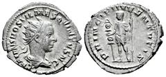 Roman Imperial Hostilian. Antoninianus. 251 AD. Rome. (Ric-IV 182). (Rsc-36a). Anv.: C VALENS HOSTIL MES QVINTVS N C, radiate and draped bust to right. Rev.: PRINCIPI IVVENTVTIS, Prince standing to le