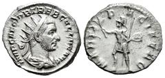 Roman Imperial Trebonianus Gallus. Antoninianus. 251-253 AD. Rome. (Ric-IV 40). (Rsc-71). Anv.: IMP CAE C VIB TREB GALLVS AVG, radiate, draped and cuirassed bust to right. Rev.: MARTI PACIFERO, Mars r