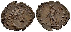 Roman Imperial Tetricus I. Antoninianus. 273 AD. Trier. (Ric-V 2.148). Anv.: IMP C TETRICVS P F AVG, radiate, draped and cuirassed bust to right. Rev.: VIRTVS AVGG, Mars standing to left, holding spea
