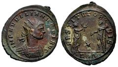 Roman Imperial Aurelian. Antoninianus. 270-275 AD. Serdica. (Ric-295). Anv.: IMP C AVRELIANVS P F AVG, radiate and cuirassed bust of right. Rev.: RESTITVTOR ORBIS, woman standing right, presenting wre