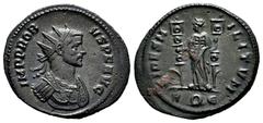 Roman Imperial Probus. Antoninianus. 276-282 AD. Rome. (Ric-V 2.170 var). Anv.: PROBVS P F AVG, radiate and cuirassed bust to right. Rev.: FIDES MILITVM, Fides standing to left, holding standard in ea