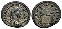 Roman Imperial Probus. Antoninianus. 276-282 AD. Ticinum. (Ric-332). Anv.: IMP C M AVR PROBVS AVG, radiate, draped and cuirassed bust right. Rev.: CONCORD MILIT, Emperor standing right, clasping hand 