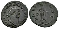 Roman Imperial Carausius. Antoninianus. 286-293 AD. Camulodunum. (Ric-V 2.258). (Webb-309). Anv.: IMP CARAVSIVS P F AVG, radiate and draped bust to right. Rev.: LAETITIA AVG, Laetitia standing to left