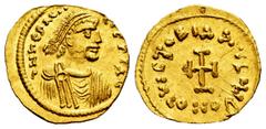 Byzantine Empire Heraclius. Tremissis. 610-613 AD. Constantinople. (MIBE-74). (Doc-54). (Sear-787). Anv.: δ N hЄRACLIЧS Ʈ P P AV, diademed and cuirassed bust to right. Rev.: VICTORIA AVGЧ S?, cross po
