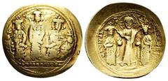 Byzantine Empire Romanus IV with Eudocia, Michael VII, Constantius and Andronicus. Histamenon nomisma. 1068-1071 AD. Constantinople. (Doc-2). (Sear-1861). Anv.: KѠN MX ANΔ, Michael standing facing for