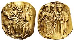 Byzantine Empire John III Ducas-Vatazes. Hyperpyron. 1222-1252 AD. Magnesia. Emperor of Nicaea. (Doc-62a.2). (Sear-2073). Anv.: Christ Pantokrator enthroned facing, IC-(XC) across upper fields. Rev.: 