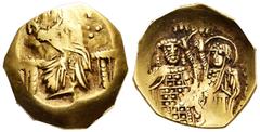 Byzantine Empire John III Ducas-Vatazes. Hyperpyron. 1222-1252 AD. Magnesia. Emperor of Nicaea. (Doc-62a.2). (Sear-2073). Anv.: Christ Pantokrator enthroned facing, (IC-XC) across upper fields. Rev.: 