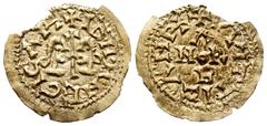 Visigothic Coins Egica and Witiza (698-702). Tremissis. Narbona. (R. Pliego-714 var.). (Cnv-584.12 similar). Anv.: + ID·N·M·N·EGICA P+. Rev.: + VVITIZANP+. Au. 1,41 g. Planchet break. Minor crack. Cho