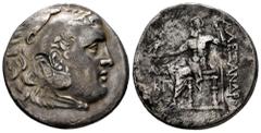 Greek Coins Kingdom of Macedon. Alexander III, "The Great". Tetradrachm. 336-323 a.C. (Price-2902). (Sng Cop-2911). Ag. 15,32 g. Resello ancla en anverso. VF/Choice F. Est...150,00. Spanish Descriptio
