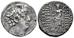 Greek Coins Seleukid Kingdom. Philip I Philadelphos. Tetradrachm. 88-75 a.C. Antioch on the Orontes. (SC-2463). Anv.: Diademed head to right. Rev.: Zeus Nikephoros seated to left on throne; ΒΑΣΙΛΕΩΣ Φ