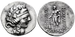 Greek Coins Thrace Islands. Thasos. Tetradrachm. 148-90/80 a.C. (Hgc-6, 359). (Le Rider-Thasiennes 51). Anv.: Head of youthful Dionysos to right, wearing tainia and wreath of ivy and fruit. Rev.: HΡAK