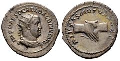 Roman Imperial Balbinus. Antoninianus. 238 d.C. Rome. (Ric-10). (Bmcre-67). (Rsc-3). Anv.: IMP CAES D CAEL BALBINVS AVG. Radiate, draped and cuirassed bust right. Rev.: CONCORDIA AVGG. Clasped hands. 