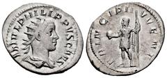 Roman Imperial Philip II. Antoninianus. 244-246 d.C. Rome. (Ric-IV 218d). (Rsc-48). Anv.: M IVL PHILIPPVS CAES, radiate, draped and cuirassed bust to right. Rev.: PRINCIPI IVVENT, Prince standing to l