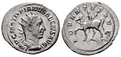 Roman Imperial Trajan Decius. Antoninianus. 249-250 d.C. Rome. (Ric-IV 11b). (Rsc-4). Anv.: IMP C M Q TRAIANVS DECIVS, radiate, draped and cuirassed bust to right. Rev.: ADVENTVS AVG, Emperor on horse