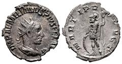 Roman Imperial Aemilian. Antoninianus. 253 d.C. Rome. (Ric-IV 6). (Rsc-25). Anv.: IMP AEMILIANVS PIVS FEL AVG, radiate, draped and cuirassed bust to right. Rev.: MARTI PROPVGT, Mars standing to left, 