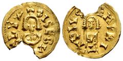 Visigothic Coins Sisebuto (612-621). Tremissis. Emérita (Mérida). (Cnv-258). (Pliego-284a). Au. 1,27 g. Planchet break. VF. Est...250,00. Spanish Description: Sisebuto (612-621). Tremissis. Emérita (M