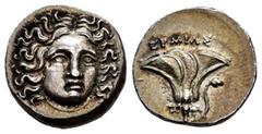 Greek Coins Kingdom of Macedon. Perseus. Drachm. 175-170 BC. Pseudo-Rhodas. Magistrate Ermias. (SNG Keckman-793/795 Thessalia). (Sng Cop-358). Anv.: Helios head facing slightly to the right. Rev.: Ros