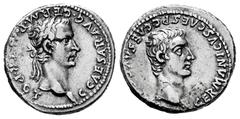 Roman Imperial Caligula. Denarius. 37 AD. Lugdunum. (Ric-12). (Bmcre-13). (Rsc-4). Anv.: C CAESAR AVG GERM P M TR POT, bare head of Gaius 'Caligula' right. Rev.: GERMANICVS CAES P C CAES AVG (GERM), b