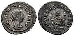 Roman Imperial Quieto. Antoninianus. 260-261 AD. Samosata. (Ric-V 2.6). (Mir-1735f). (Rsc-8). Anv.: IMP C FVL QVIETVS P F AVG, radiate, draped and cuirassed bust to right. Rev.: IOVI CONSERVATORI, Jup