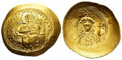 Byzantine Empire Constantine IX Monomachus. Histamenon nomisma. 1042-1055 AD. Constantinople. (Doc-1a). (Sear-1828). Anv.: +IҺS XIS RЄX RЄςNANTIҺM, bust of Christ enthroned facing, raising hand in ben