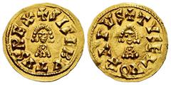 Visigothic Coins Sisebuto (612-621). Tremissis. Elvora. (Cnv-257). (R. Pliego-283a). Anv.: + SISEBVTVS REX. Rev.: + TVS ELVORA IVS. Au. 1,48 g. Sharp and clear, a lovely example. AU. Est...4000,00. Sp