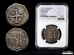 Philip V (1700-1746) Philip V (1700-1746). 8 reales. 1738. Potosi. M. (Cal-1508). (Lazaro-289, R3). Ag. 26,51 g. Royal type (galano). An extraordinary specimen with sharply struck, all its visible dat
