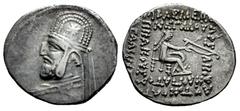 Greek Coins Kingdom of Parthia. Mithradates III. Drachm. 87-80 a.C. Rhagai. (Sellwood-31.6). (Shore-123). Anv.: Diademed bust to left, wearing tiara decorated with eight-pointed star. Rev.: ΒΑΣΙΛΕΩΣ Π