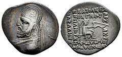 Greek Coins Kingdom of Parthia. Mithradates III. Drachm. 87-80 a.C. Rhagai. (Sellwood-31.6). (Shore-123). Anv.: Diademed bust to left, wearing tiara decorated with eight-pointed star. Rev.: ΒΑΣΙΛΕΩΣ Π
