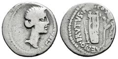 Roman Imperatorial Brutus. Denarius. 43-42 BC. Mint moving with Brutus in Lycia. (Ffc-4). (Craw-501/1). (Cal-876). Anv.: LEI B(ERTAS), bare head of Liberty right. Rev.: CAEPIO BRVTVS PRO. COS. plectru