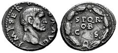 Roman Imperial Galba. Denarius. 68-69 d.C. Rome. (Ric-I 167). (Bmcre-34). (Rsc-287). Anv.: IMP SER GALBA AVG, bare head to right. Rev.: S P Q R O B C S in three lines within oak wreath. Ag. 3,30 g. De